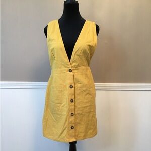 Sienna Sky Mustard Button-Front Mini Dress